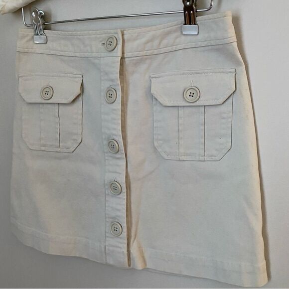 Gap Skirt Khaki Button Front Y2K Summer 2003 Pockets Neutral Trendy Casual - Picture 2 of 8